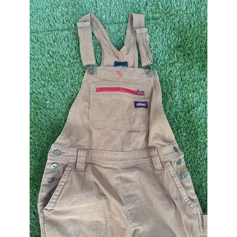 Dickies Brown Duck Canvas Bib Overalls Mens Small Workwear Utility P373916